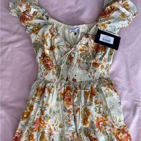 En Saison Grace Midi Floral Sage Green Dress Sz. Small NWT - Picture 7 of 16